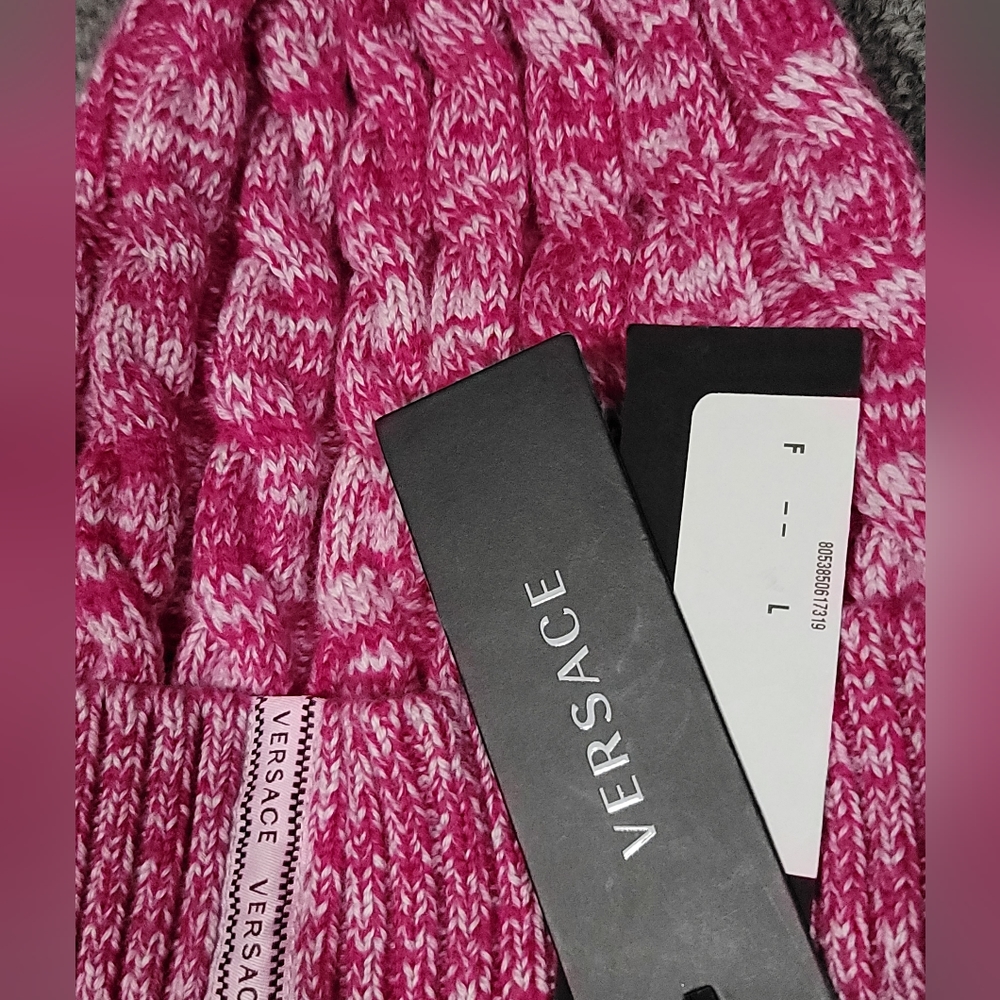 Sold‼️Versace knitwear pink beanie size L - Picture 5 of 7
